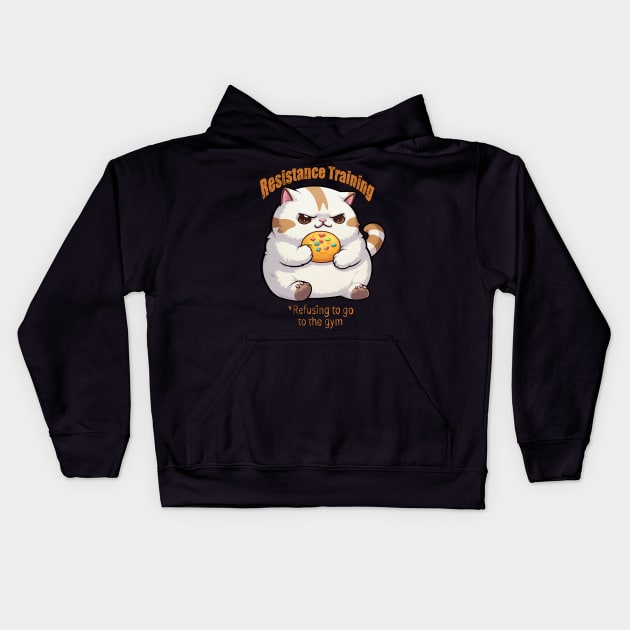 No gym for kitty! Kids Hoodie by Little Bad Wren 